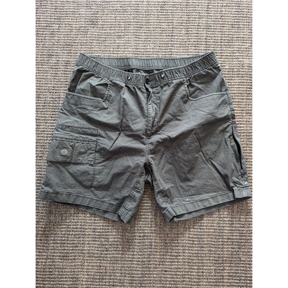 Bylt Cargo Shorts Mens XL Green Ripstop Weekender Drawstring W/ Small Stains - Picture 1 of 6